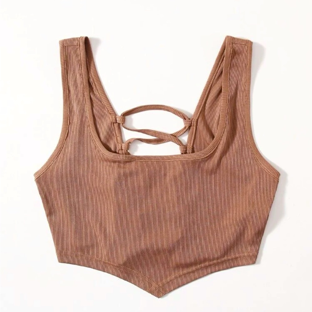 Coffee Brown ROMWE Crop-Top